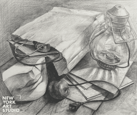 Still life drawing for NYC art high school portfolio preparation