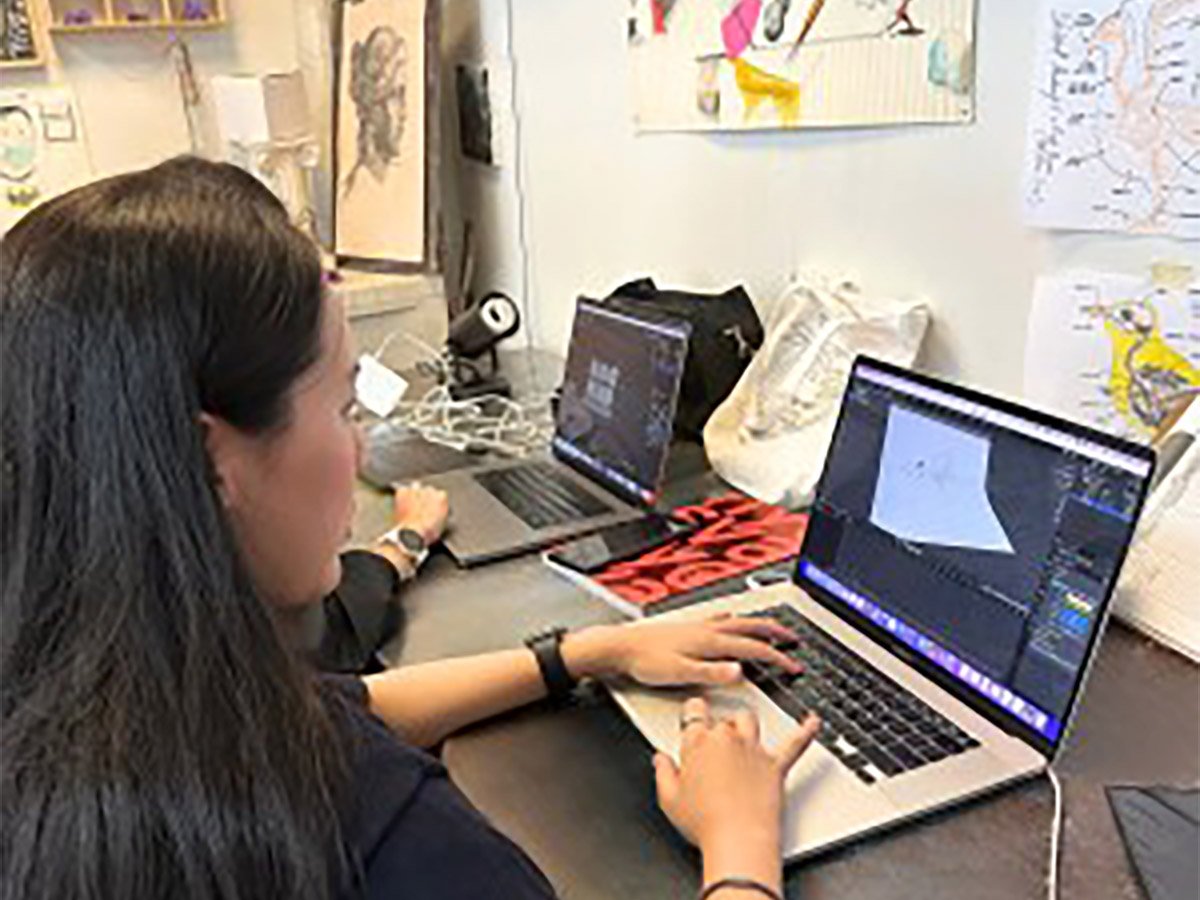 Student developing digital portfolio for creative career at New York Art Studio in NYC