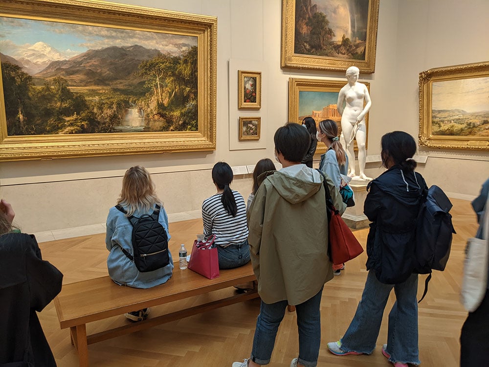 International students visiting a museum as part of art education program in New York City