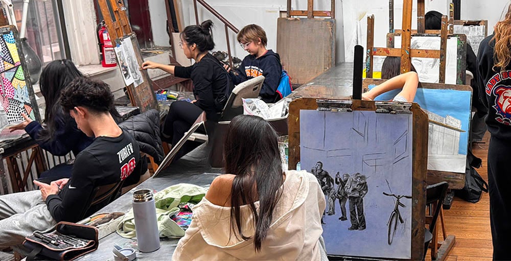 Teen art class with small group instruction and personalized guidance from instructor
